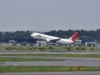 成田空港滑走路脇のヒマワリが開花－「がんばろう日本！」の文字描く