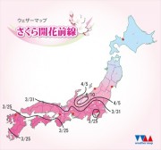 ウェザーマップが「さくら開花予想」－東京は3月24日に開花予定