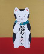 銀座・伊東屋で挿絵画家・蓬田やすひろさん個展－新作「福ねこ」発表
