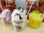 石垣に大理石を使った「マジックアイス店」－天然素材のジェラートも