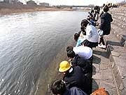 児童がサケをふ化させ稚魚放流－金沢市・環境保全学習の一環で