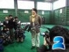 松井選手が恩師にあいさつ