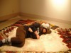 京橋で石の彫刻展－体験中