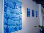 松本のカフェで絵画展－「青色」「月のある風景」がテーマの作品展示