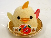 ひよこプリンに新春祝いバージョン「賀正ぴよりん」－紅白の羽根付き