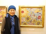 天神で「粉描花展」－乾燥させ粉状にした花や葉を絵の具代わりに