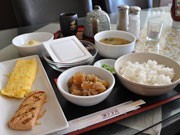 A Japanese Style Breakfast with Grilled Salmon, Miso Soup, and Natto at a Caf? in Vancouver is in the Air