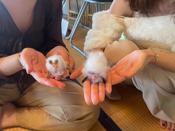 蚕の繭から作った真綿を使ったシルクワークショップ