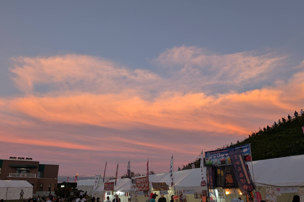 津軽ならではの美しい夕景が見ることができた