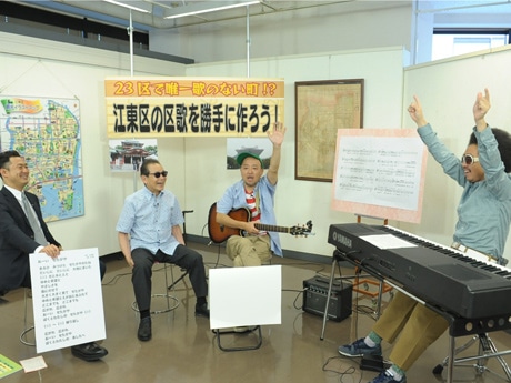 右からレキシさん、マキタスポーツさん、タモリさん、野上慎平テレビ朝日アナウンサー(C)テレビ朝日