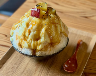 久留米のサツマイモスイーツ専門店「imoya（いもや）み乃う茶房」「蜜芋かき氷」（1500円）を夏季限定で提供