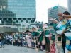 名古屋駅前で510人参加の打ち水大作戦 オープニングで太鼓演奏も