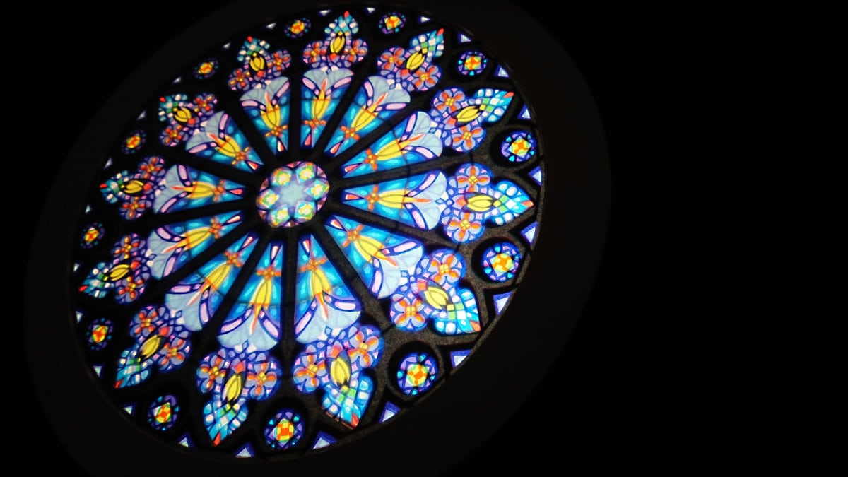 大型 ローズ ウィンドウ ヴィンテージ ステンドグラス バラ窓 鳩 キリスト 大型 ローズ ウィンドウ ヴィンテージ ステンドグラス バラ窓 鳩 キリスト