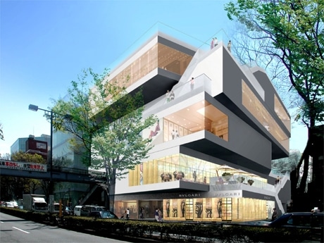 ブルガリ旗艦店などが入居予定のビル「ジャイロ」外観イメージ。11月に開業予定