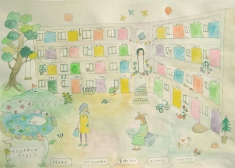 淡い色のイラストを用いた「クリエイターズマンション」トップページ