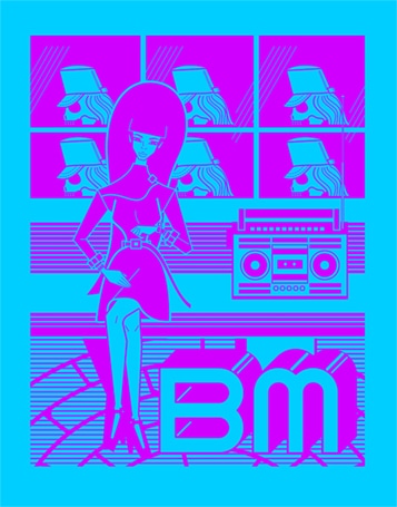 同展告知ビジュアルにも使われる新作「ベンチ女髑髏（されこうべ）」（青、2008年）&copy; Katsura Moshino