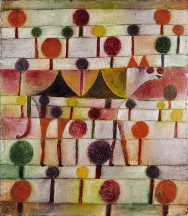 パウル・クレー 「リズミカルな森のラクダ」（1920年、油彩など・ガーゼ、厚紙）
&copy;Kunstsammlung Nordrhein-Westfalen, Dusseldorf Photo: Walter Klein, Dusseldorf
