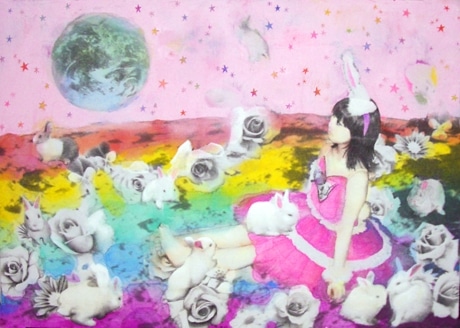 「つきのうさぎ」（2008年、油彩、33.4×24.3センチ）&copy;Mako Watanabe