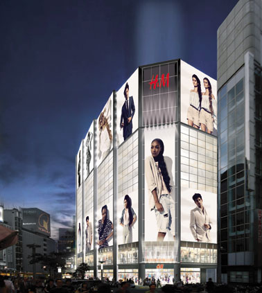 9月19日にオープンする「H&M」の外観イメージ。国内では初めてアンダーウエアも扱う