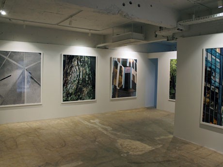 屋久島で撮影した写真や建築写真を展示する会場の様子