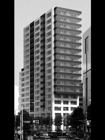 地上18階建ての高層マンション（写真＝イメージパース）は2013年9月竣工予定