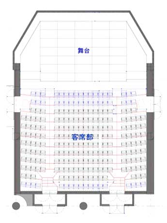 演劇公演を中心に、各種イベント、他会場のイベントを同時中継するパブリックビューイングなどを展開予定（写真＝劇場の平面図）