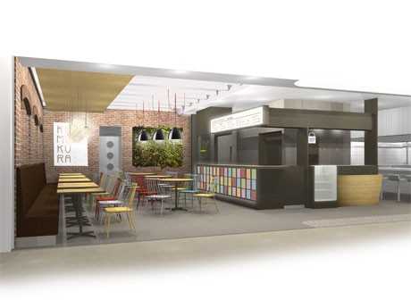 「KAMUKURA DINING」のイメージ。左手がギョーザ店「ギョウザキッチン」、右手がラーメンレストラン「どうとんぼり神座」