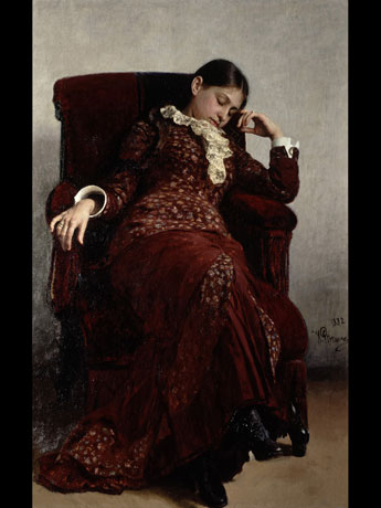 イリヤ・レーピンが自身の妻を描いた「休息―妻ヴェーラ・レーピナの肖像」（1882年、油彩・キャンバス、国立トレチャコフ美術館所蔵）&copy;The State Tretyakov Gallery