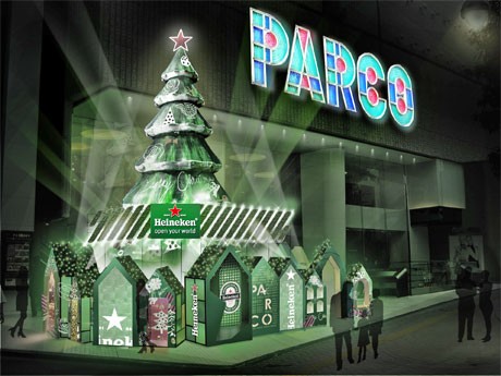 ハイネケンとコラボしたクリスマスツリーのイメージ