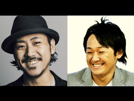 対談する創業者の家入一真さん（左）と現社長の佐藤健太郎さん（右）