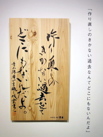 書道家・武田双雲さんによる「作り直しのきかない過去なんて、どこにもないんだよ。」の書（30万円）