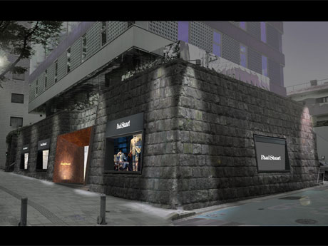 外観イメージ。夜間は石垣をライトアップする