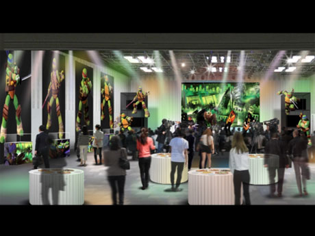 アニメの舞台をイメージしたディスプレーやジオラマなどを展示する会場イメージ