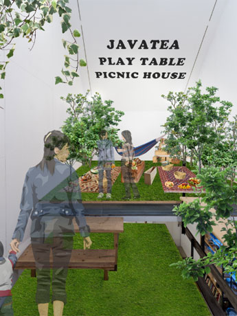 場内イメージ。緑をあしらい「ピクニック空間」を演出する