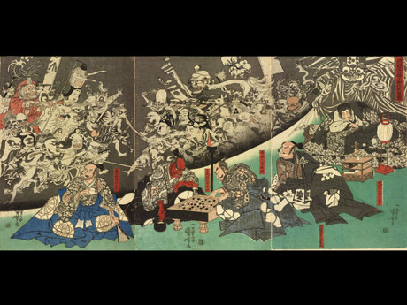 歌川国芳「源頼光公舘土蜘作妖怪図」（1842〜43年）