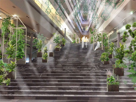 植物などを展示うる会場イメージ。天井からはフィンランドの伝統装飾品「ヒンメリ」をつるす