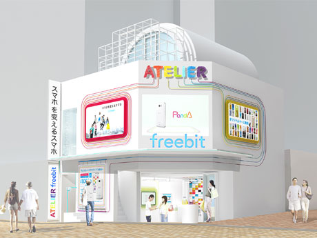 白を基調に虹色（７色）を取り入れる店舗外観