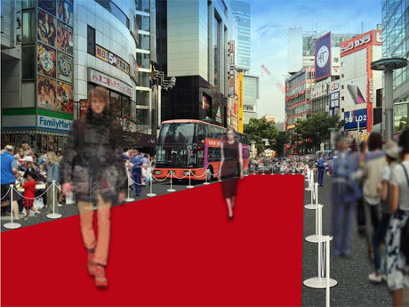 文化村通りを規制して行うファッションショーのイメージ