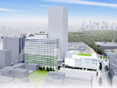 南側から望む建て替え後の俯瞰（ふかん）イメージ。画像提供：渋谷区