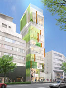 明治通り沿いで開発が進む「キュープラザ原宿」の外観イメージ