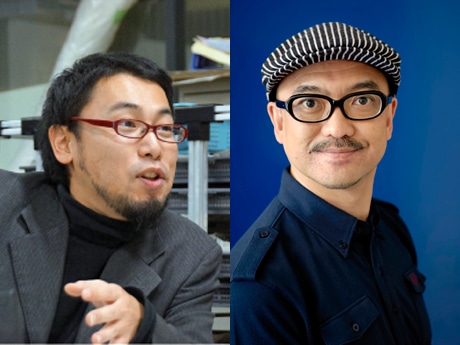 講演を行う国学院大学助教の深澤太郎さん（左）とゲストスピーカーの渡辺祐さん（右）