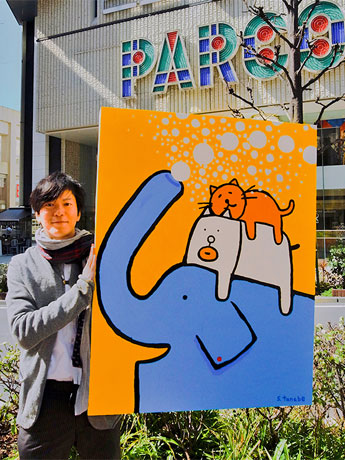 初のキャンパス作品を展示予定の田辺誠一さん