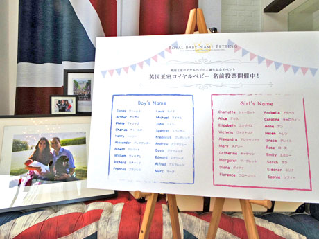 店頭には男の子・女の子の名前各20案をパネルで掲出している