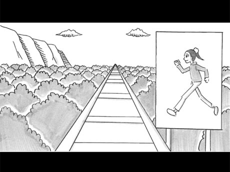 特別上映する鉄拳さんの新作パラパラ漫画「SLIDE（滑走）」より