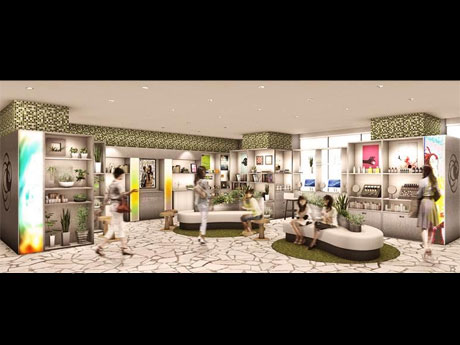 棚で情報発信するレストスペース「Beauty Pedia」（仮称）のイメージ