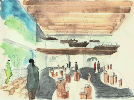 泉山磁石場から運ぶ陶石を敷き詰める会場のイメージ