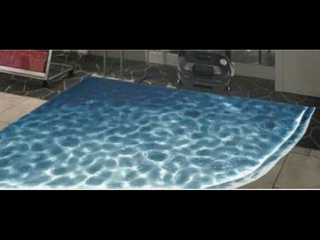 人が入り込むと床面に投影した波の映像に波紋阿広がる仕組みになる「シブヤ ビーチ」のイメージ