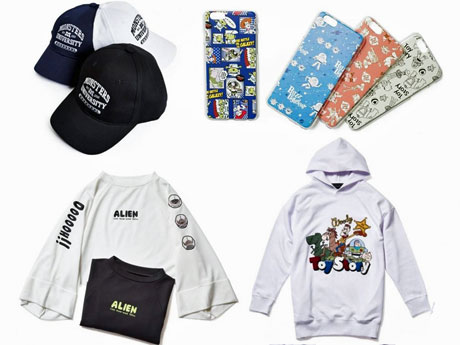 キャップやパーカなどキャラクターをモチーフにしたさまざまな商品を展開する&copy;Disney／Pixar