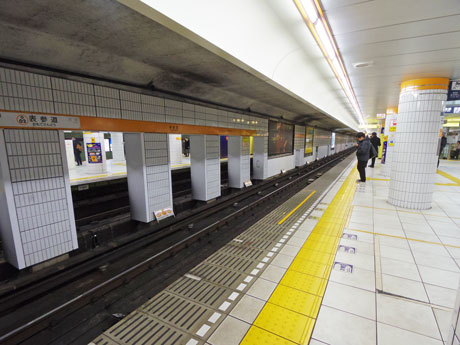 現在の銀座線表参道駅ホーム
