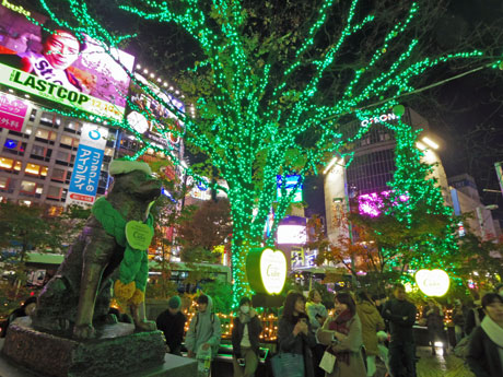 イルミネーションに彩られたハチ公前広場